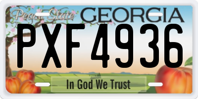 GA license plate PXF4936