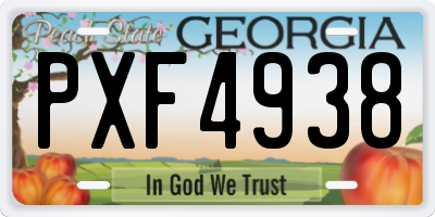 GA license plate PXF4938