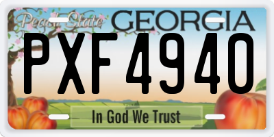 GA license plate PXF4940