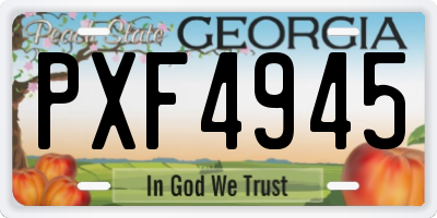 GA license plate PXF4945