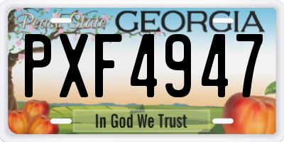 GA license plate PXF4947