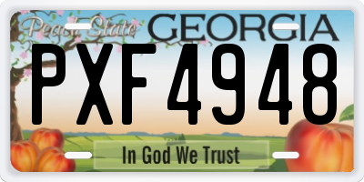 GA license plate PXF4948