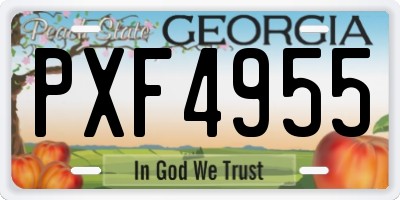 GA license plate PXF4955