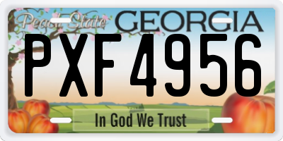 GA license plate PXF4956