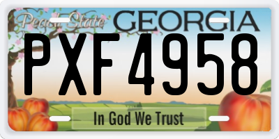 GA license plate PXF4958
