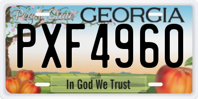 GA license plate PXF4960