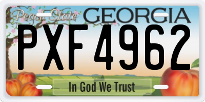 GA license plate PXF4962
