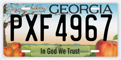 GA license plate PXF4967