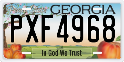GA license plate PXF4968