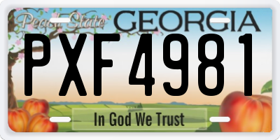 GA license plate PXF4981