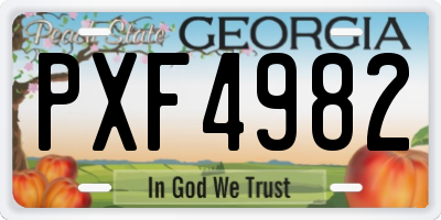 GA license plate PXF4982
