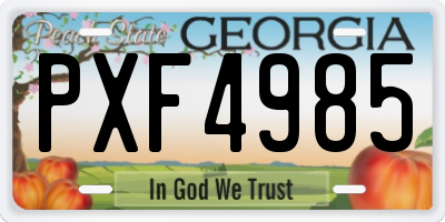 GA license plate PXF4985
