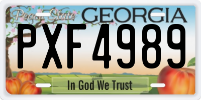 GA license plate PXF4989