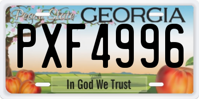 GA license plate PXF4996