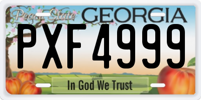 GA license plate PXF4999