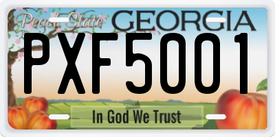 GA license plate PXF5001