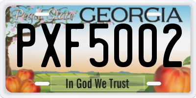 GA license plate PXF5002
