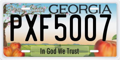 GA license plate PXF5007