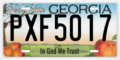 GA license plate PXF5017
