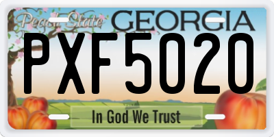 GA license plate PXF5020