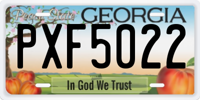 GA license plate PXF5022