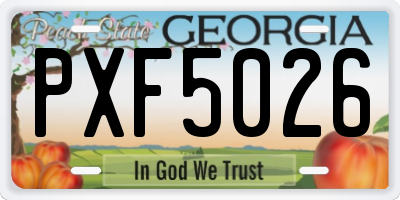 GA license plate PXF5026
