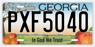 GA license plate PXF5040