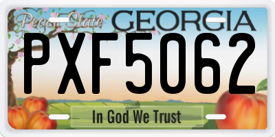 GA license plate PXF5062