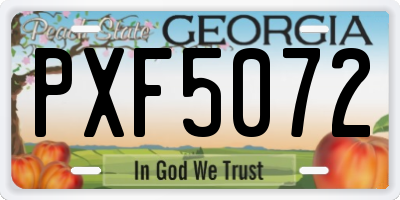 GA license plate PXF5072
