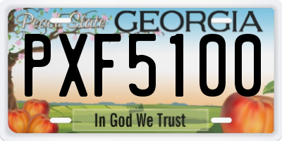 GA license plate PXF5100