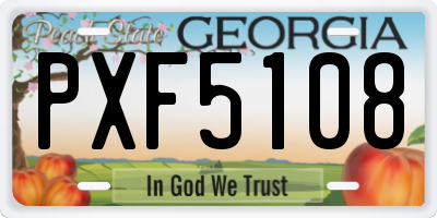 GA license plate PXF5108