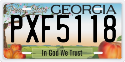 GA license plate PXF5118