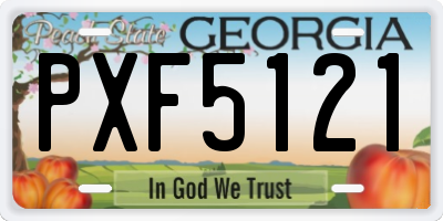 GA license plate PXF5121