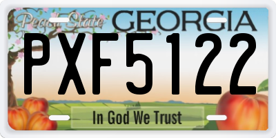 GA license plate PXF5122