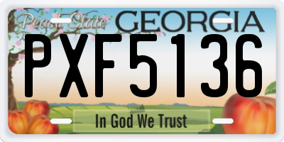 GA license plate PXF5136