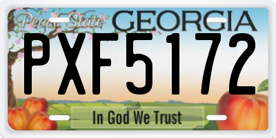 GA license plate PXF5172