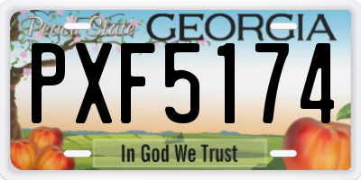 GA license plate PXF5174