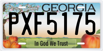 GA license plate PXF5175