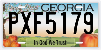 GA license plate PXF5179