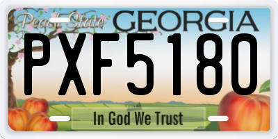 GA license plate PXF5180