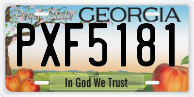 GA license plate PXF5181