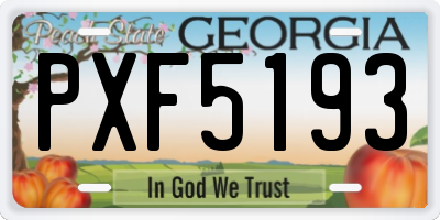 GA license plate PXF5193