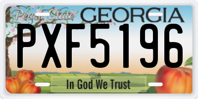 GA license plate PXF5196