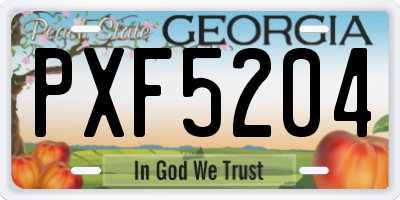 GA license plate PXF5204