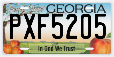 GA license plate PXF5205