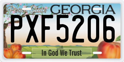 GA license plate PXF5206