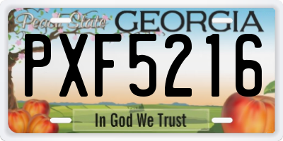 GA license plate PXF5216
