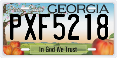GA license plate PXF5218