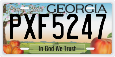 GA license plate PXF5247