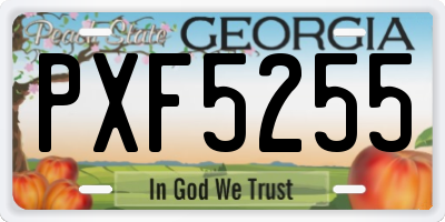 GA license plate PXF5255